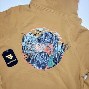 Burlebo Hoodie Mens Small Tan Duck Hunting Graphic Hooded Sweatshirt NWT